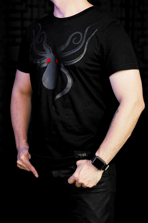 Octopus Glossy on Black: Glistening Depths of Mystic Intrigue