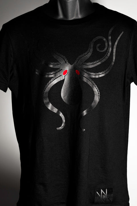 Octopus Glossy on Black: Glistening Depths of Mystic Intrigue