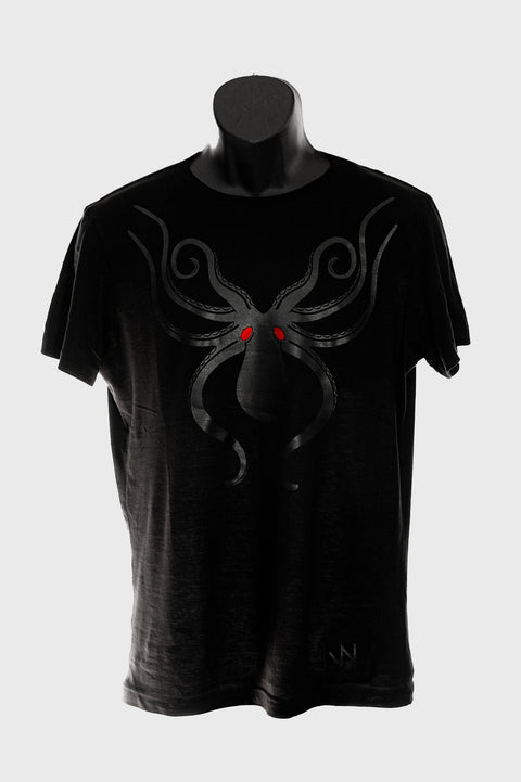 Octopus Glossy on Black: Glistening Depths of Mystic Intrigue