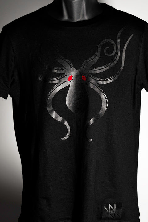 Octopus Glossy on Black | Glistening Depths of Mystic Intrigue